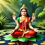 Lakshmi - Abundance and Prosperity**

"A fully clothed, professional depiction of Lakshmi, the Hindu goddess of wealth and prosperity, seated on a lotus flower in a serene garden. She is adorned in modest, beautiful garments and jewelry. Gold coins flow from her hands, symbolizing abundance. The background features a lush, green environment with a gentle, golden light. Safe for work, appropriate content, perfect anatomy, correct proportions, natural pose, well-formed hands, proper finger count, natural body proportions, professional, family-friendly."

**